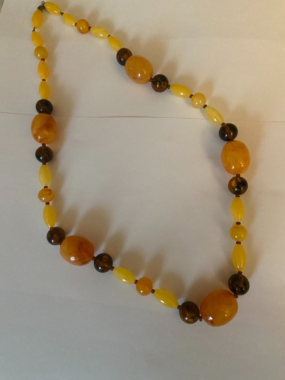 Vintage Style Necklace featuring yellow, buterscoth and cherry red amber